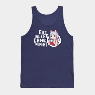 Eat Sleep Game Repeat cute gamer girl Tank Top